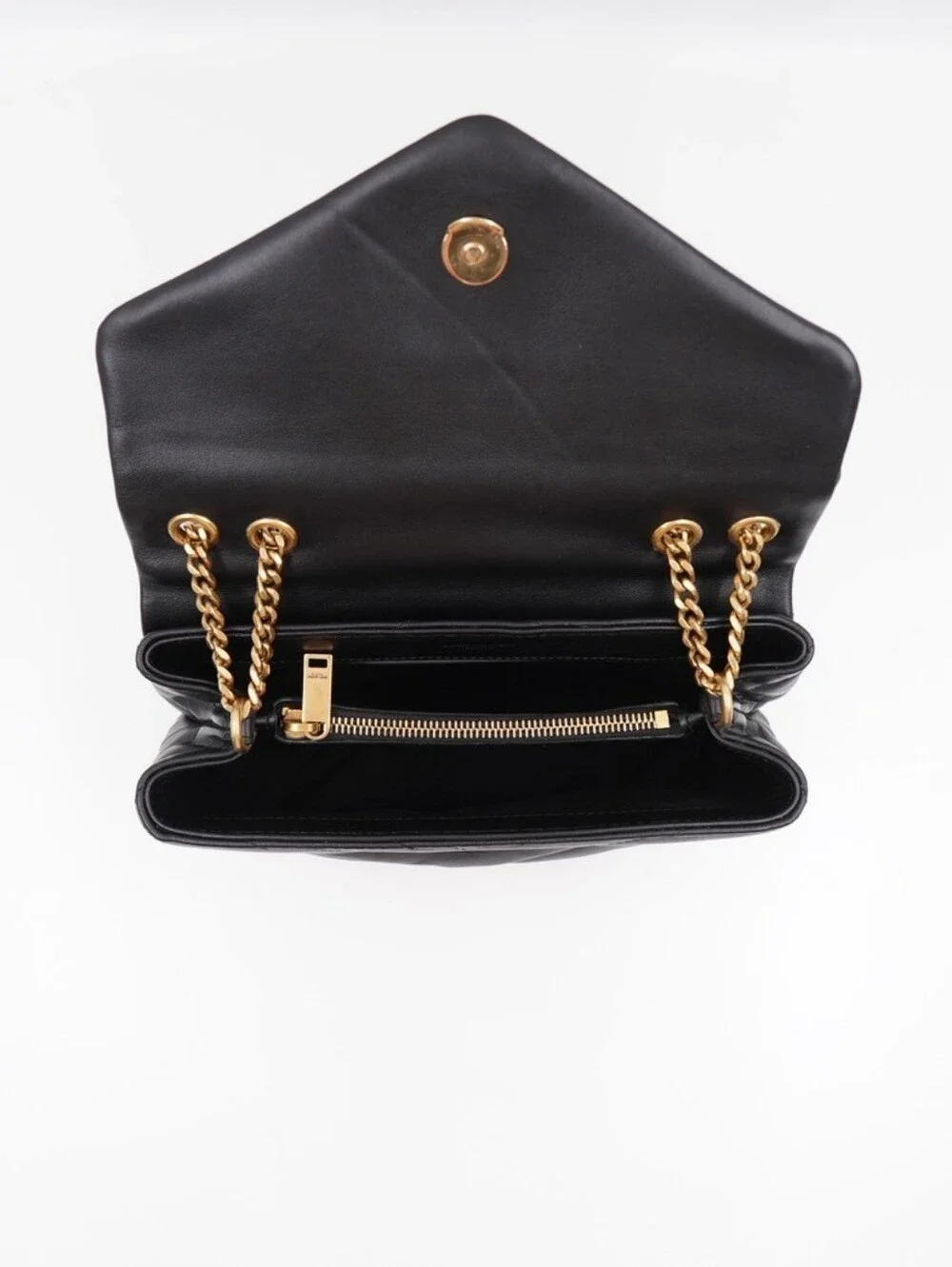 CN32 💟 SAINT LAURENT Calfskin Y Quilted Monogram Loulou Chain Satchel